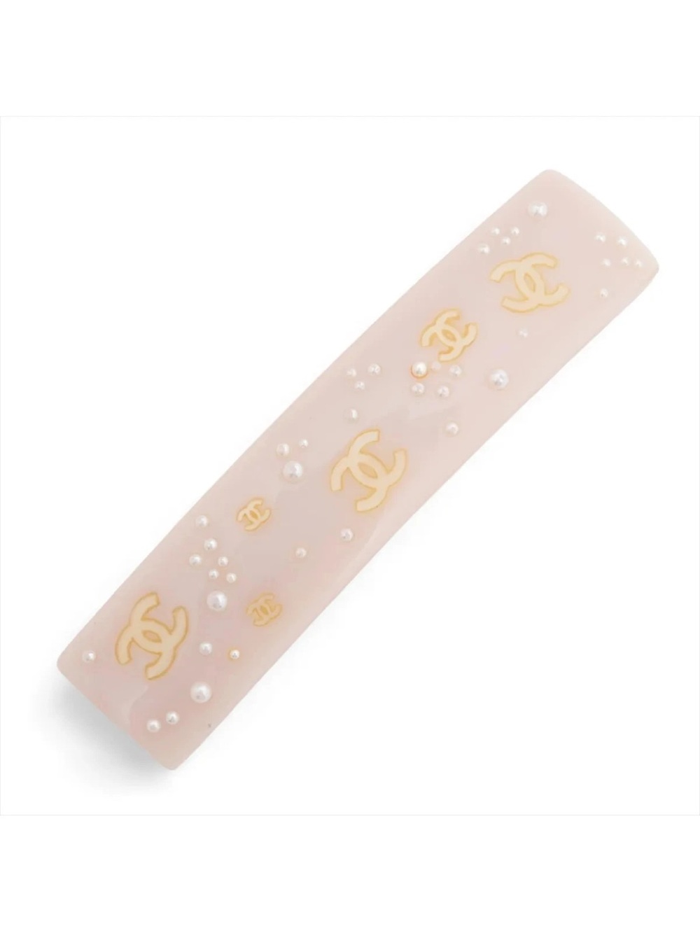 CHANEL 03P Ivory Gold Pearly CC Logo Hair Clip Barrette